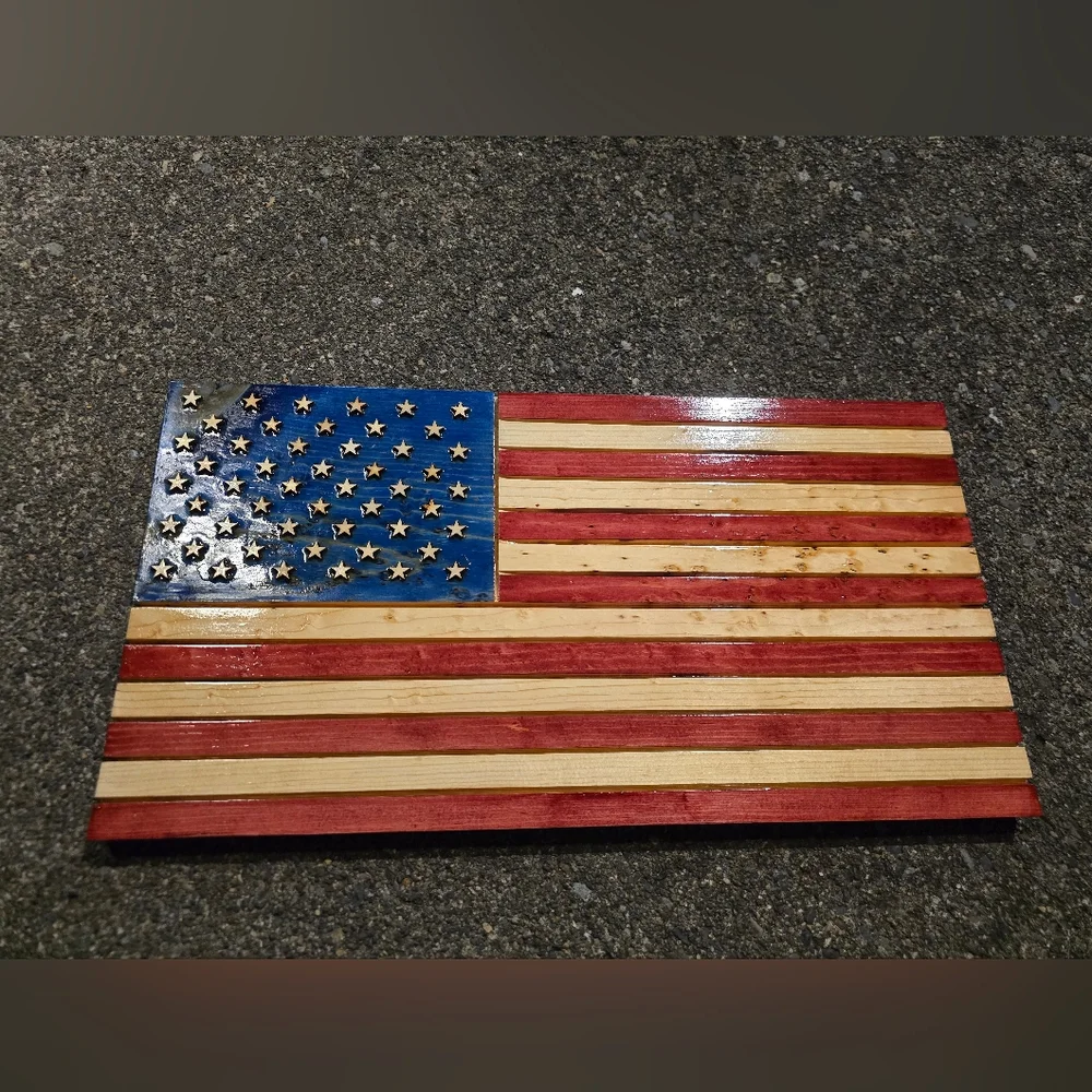 Rustic American Flag Wooden Wall Art